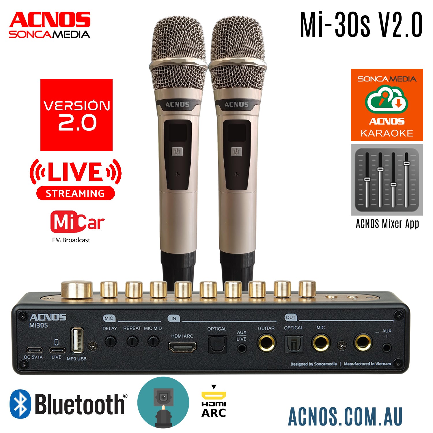 ACNOS Mi-30s (Version 2.0) Karaoke Mixer with UHF Wireless Mic's - Karaoke Home Entertainment