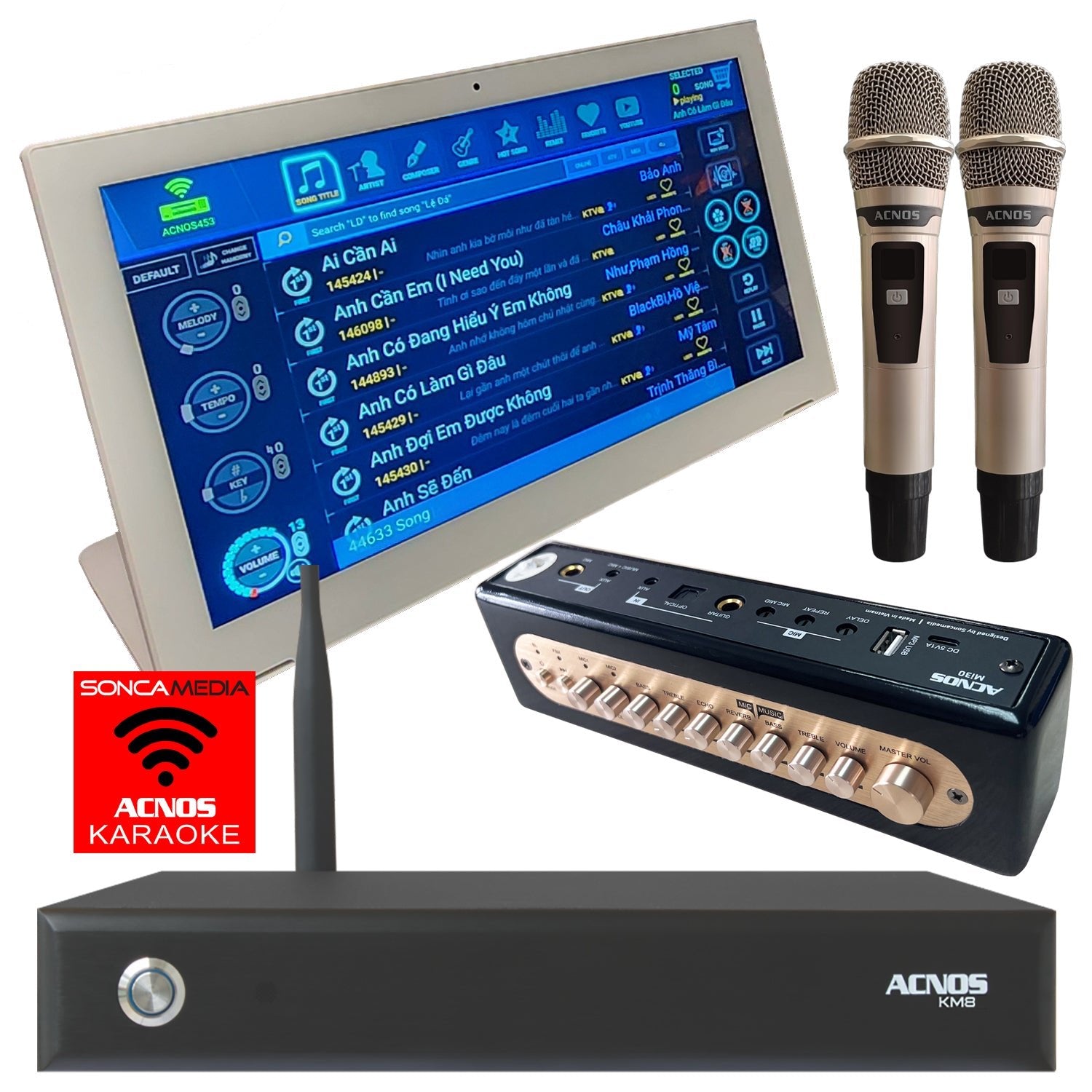 ACNOS KM - 8 + KTV Touch Screen + Mi - 30s Mixer (Mics) (Package Deal) - Karaoke Home Entertainment