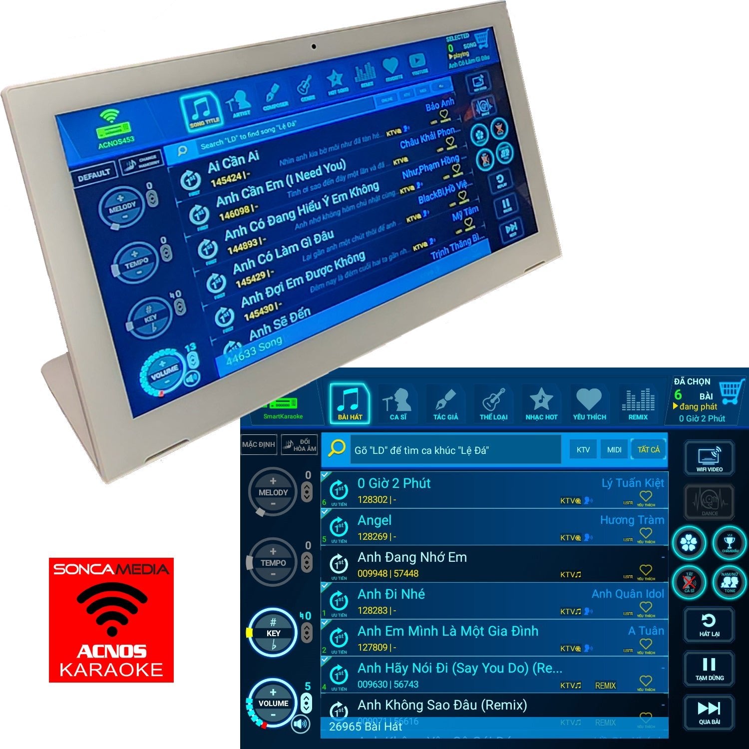 ACNOS KM - 8 + KTV Touch Screen + Mi - 30s Mixer (Mics) (Package Deal) - Karaoke Home Entertainment