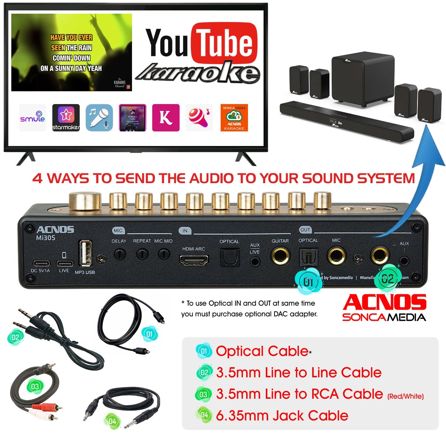 ACNOS Mi - 30s (Ver 2.0) Compact Portable Karaoke Mixer + 2 UHF Wireless Microphones + Carry Bag - Karaoke Home Entertainment