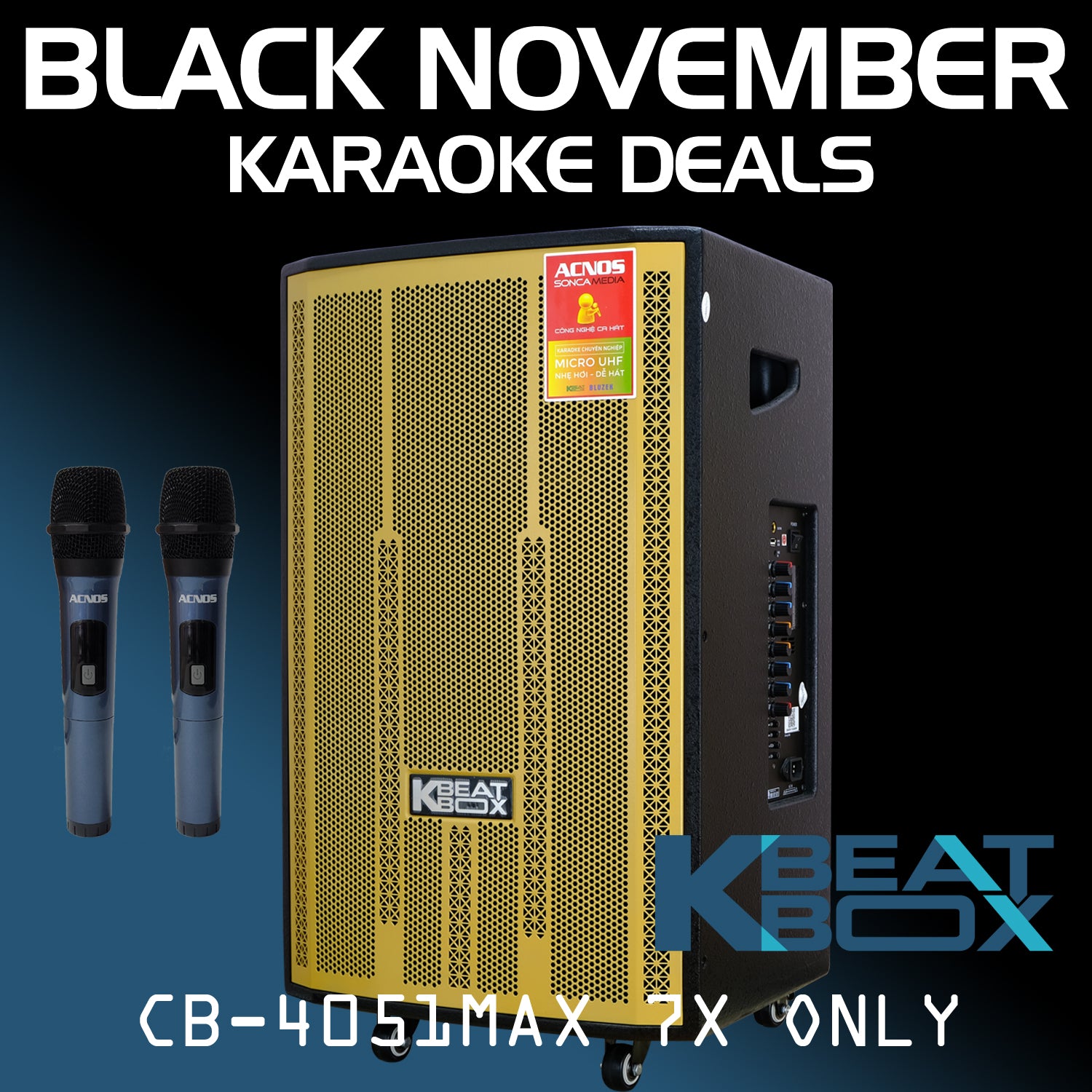 KBeatBox CB-4051-MAX 70W RMS [450W PMPO] Karaoke Powered Speaker System