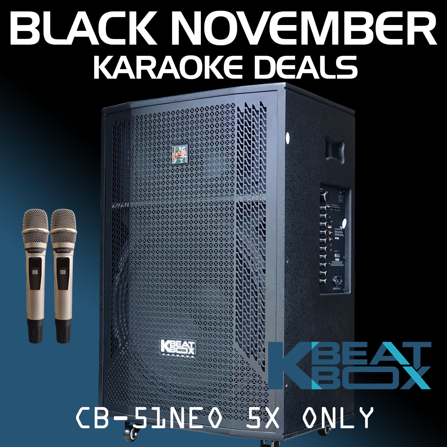 KBEATBOX CB-51NEO 250W RMS [1000W PMPO] Karaoke Powered Speaker System