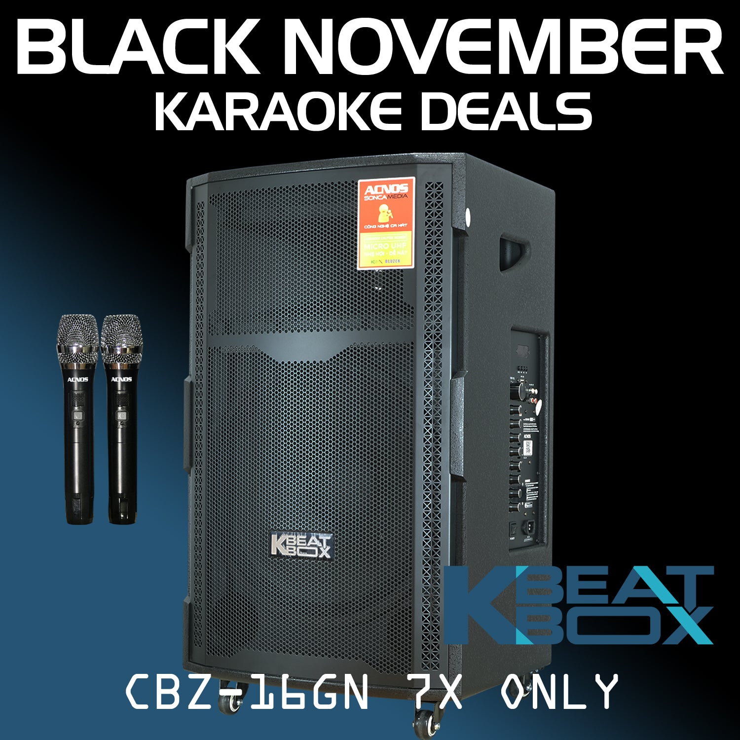 KBEATBOX CBZ-16GN 150W RMS [750W PMPO] Karaoke Powered Speaker System