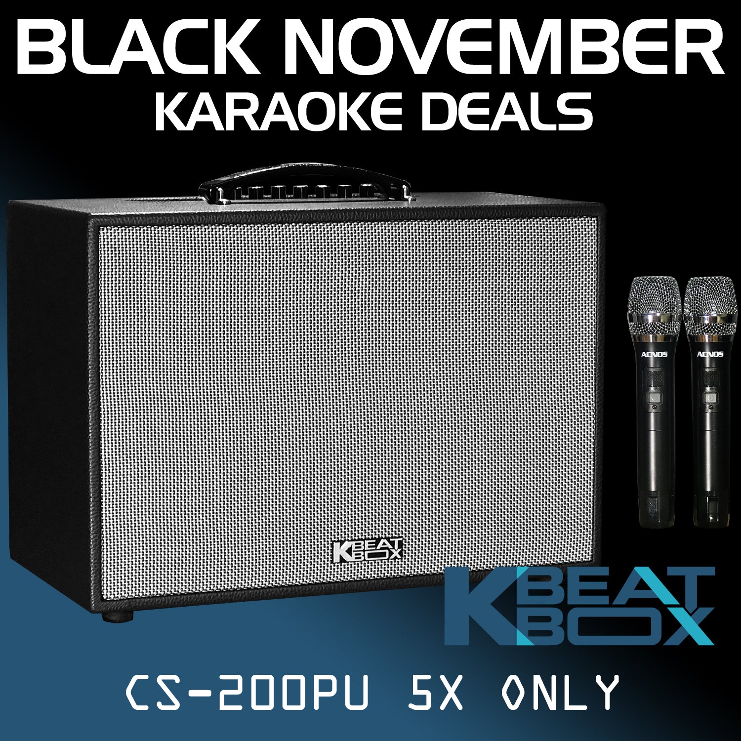 KBEATBOX CS-200PU 50W RMS [300W PMPO] Karaoke Powered Speaker System