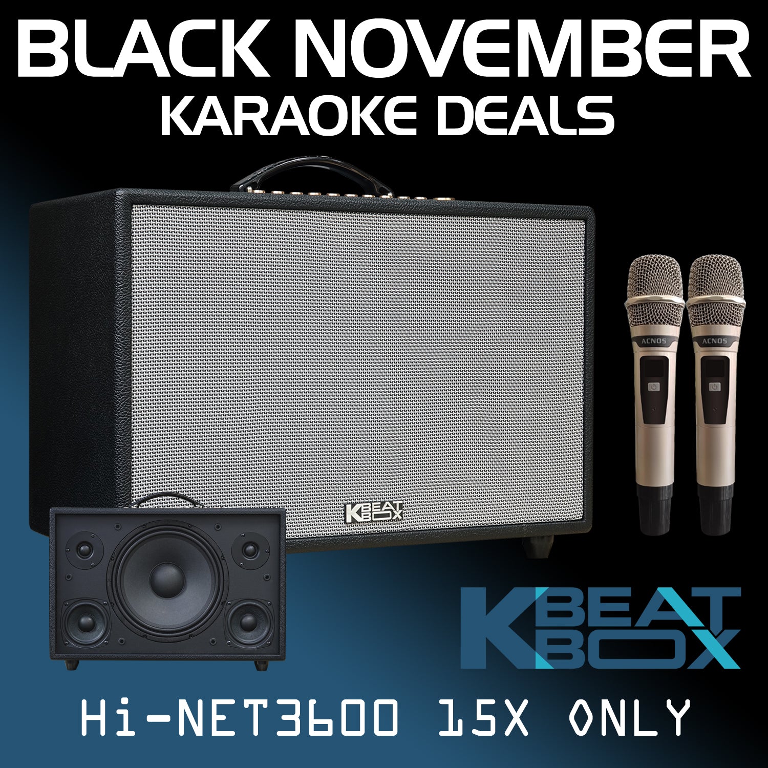 KBEATBOX Hi-NET3600 200W RMS [800W PMPO] Karaoke Powered Speaker System