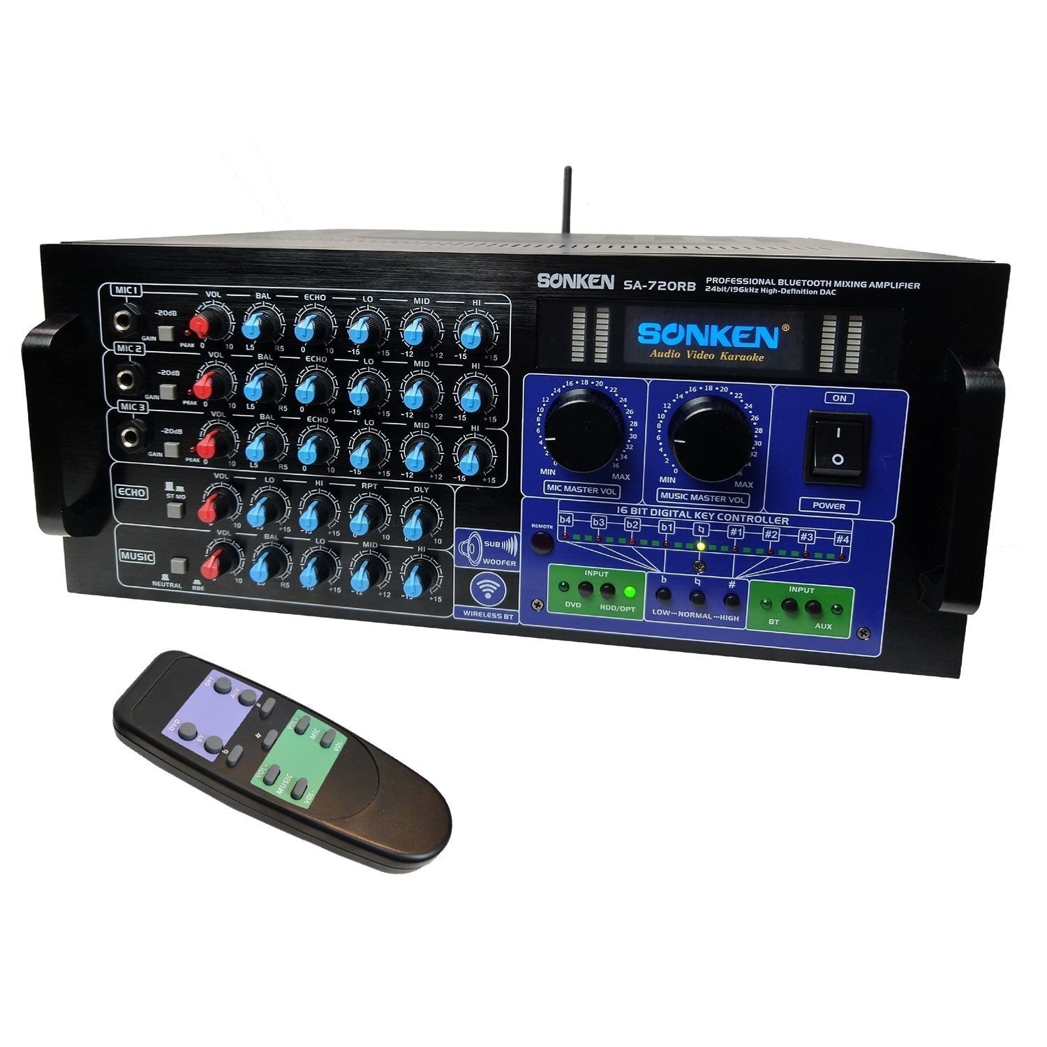 EX DISPLAY: Sonken SA - 720 Pro Series Karaoke Mixing Amplifier (950 Watts - RMS) + Bluetooth + Optical - Karaoke Home Entertainment