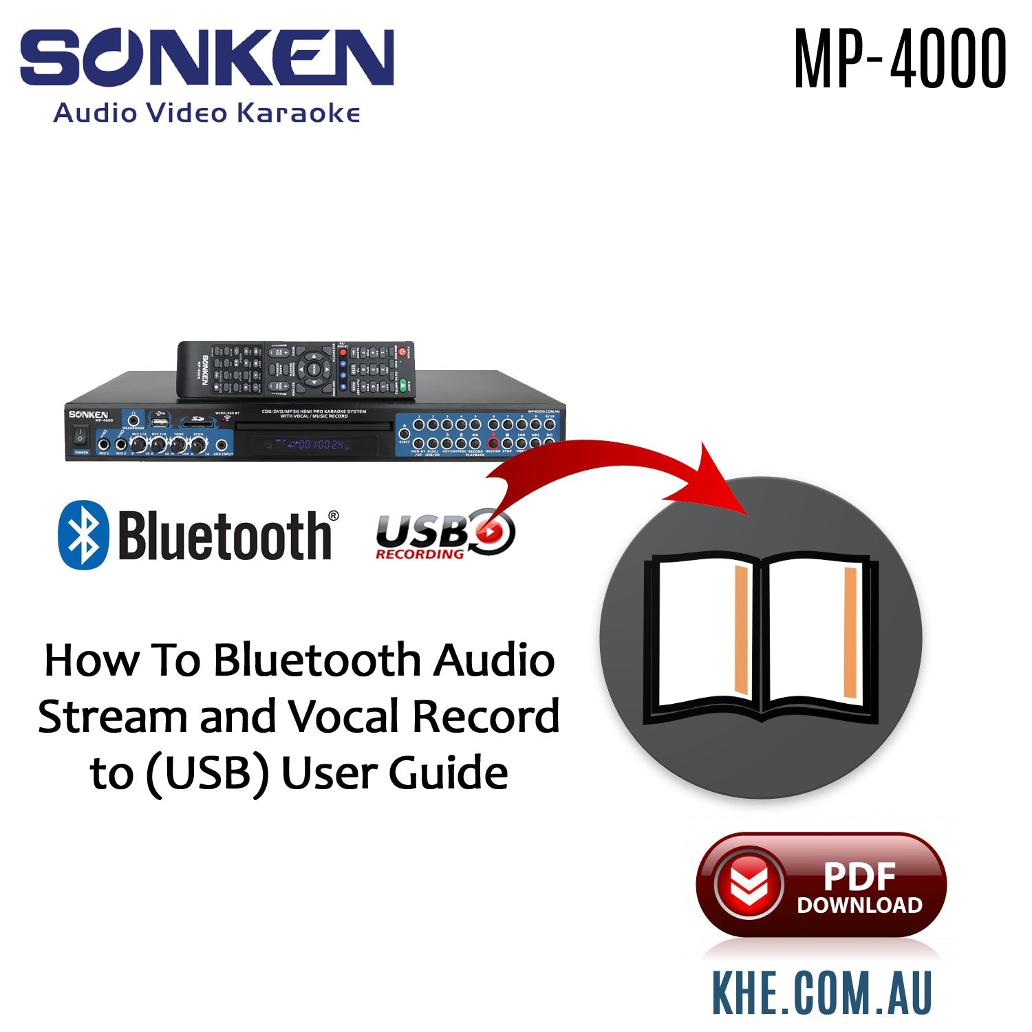 How To Connect Guide - Sonken MP4000 Bluetooth Streaming (and Vocal Record) - Karaoke Home Entertainment