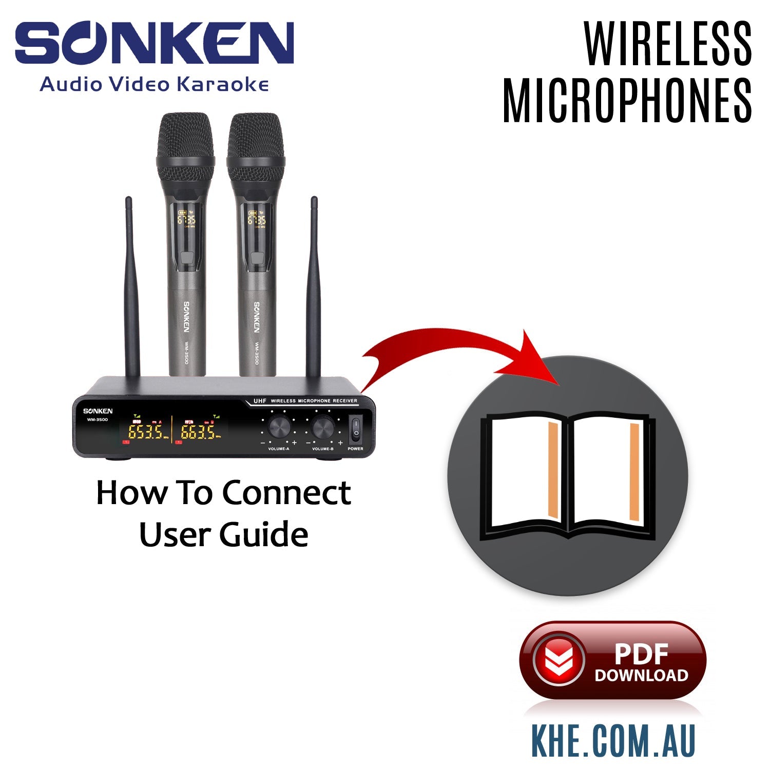 How To Connect Guide - Sonken WM-2500/3500/3550/3600 Series Wireless Microphones - Karaoke Home Entertainment