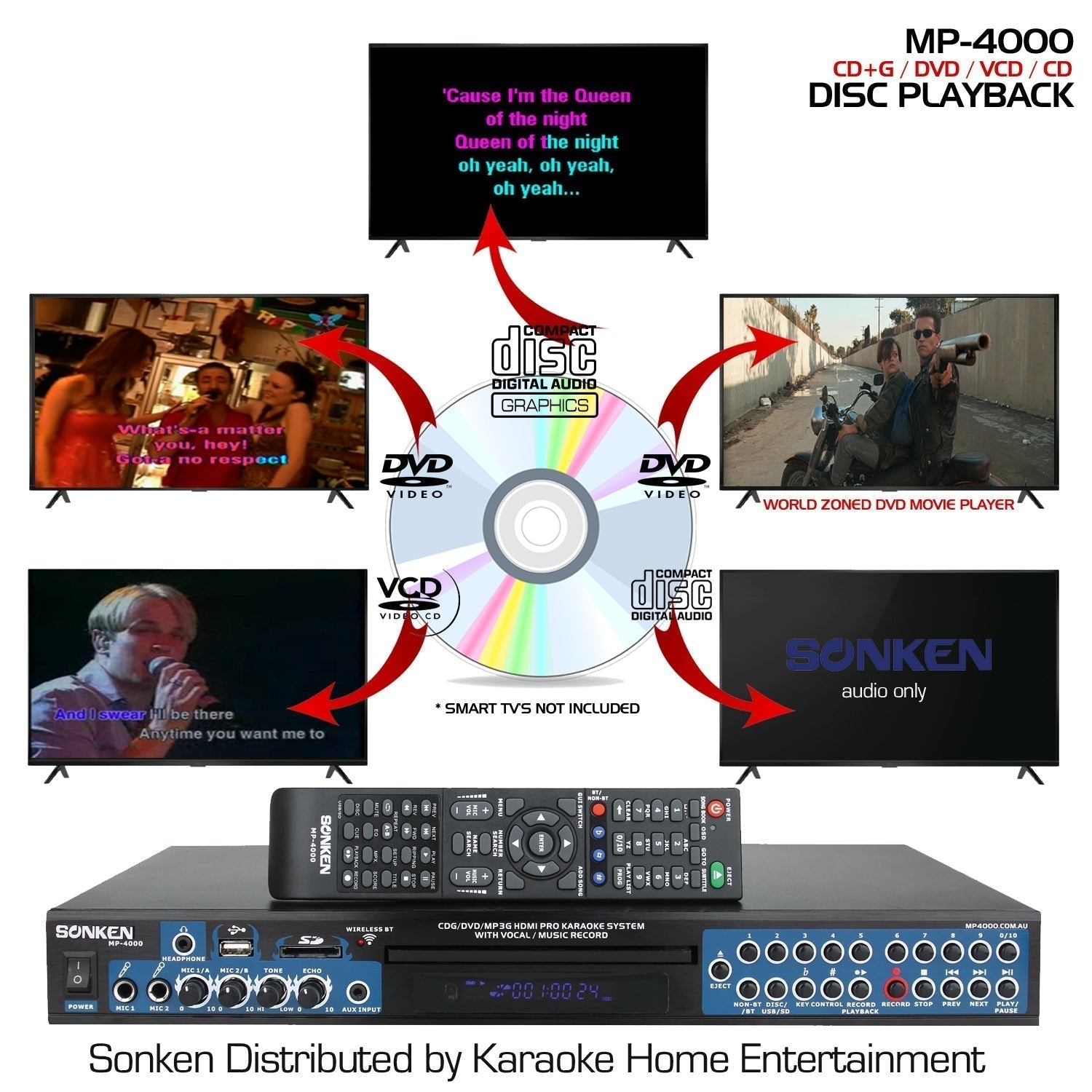 Sonken Home Karaoke Studio Package Deal (KA-13 Amp + CS-450 (10) Spea